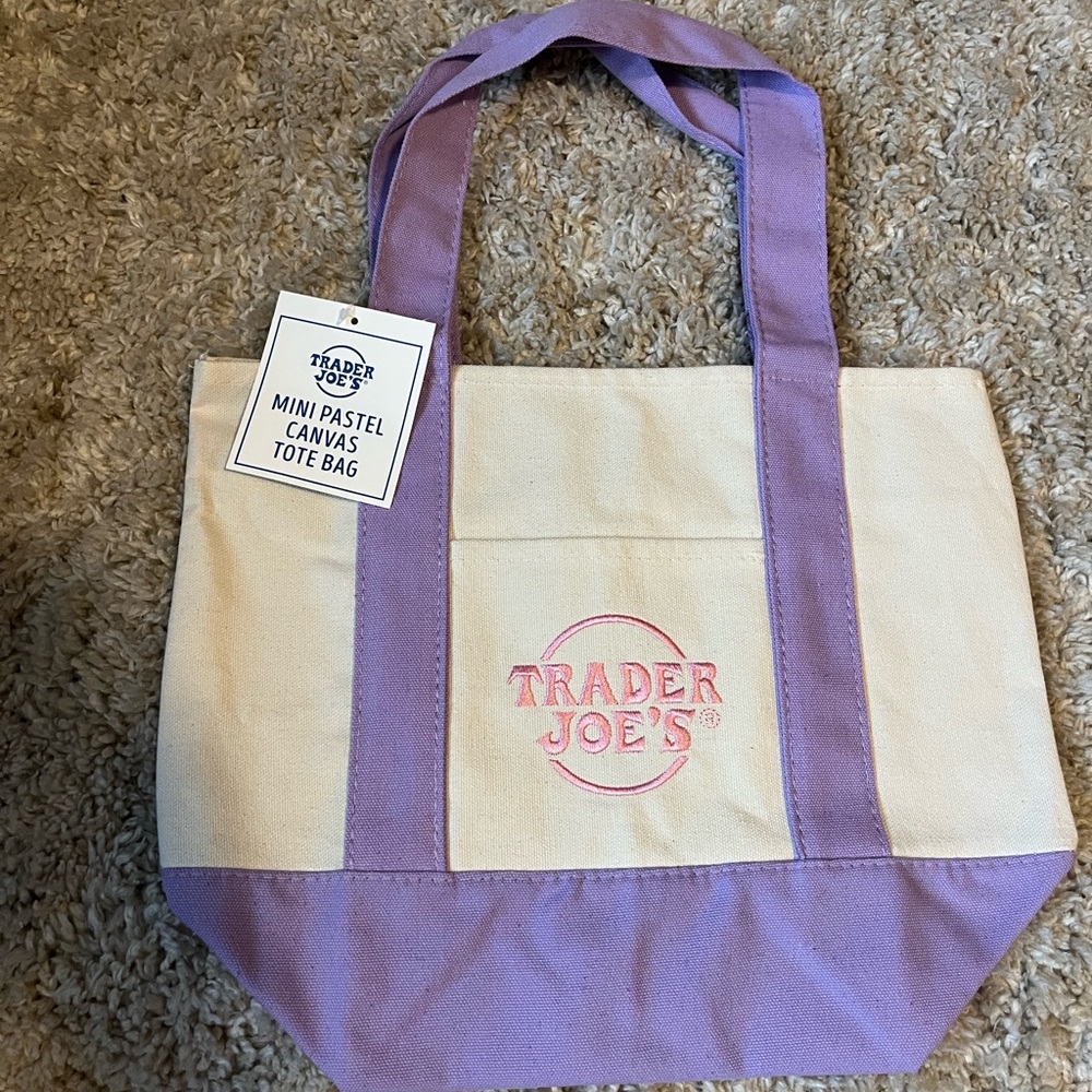 Trader Joe's Purple and Cream Tote Bag